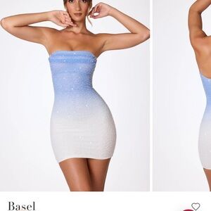 Oh Polly Strapless Blue to White Gradient Dress